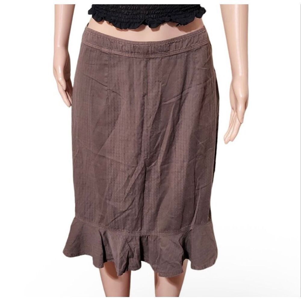 High waist Flounce espresso midi skirt 8/M